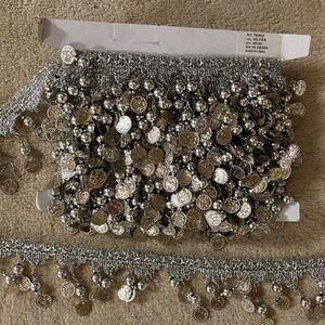 Silver Coin Fringe Trim 10yd for $30